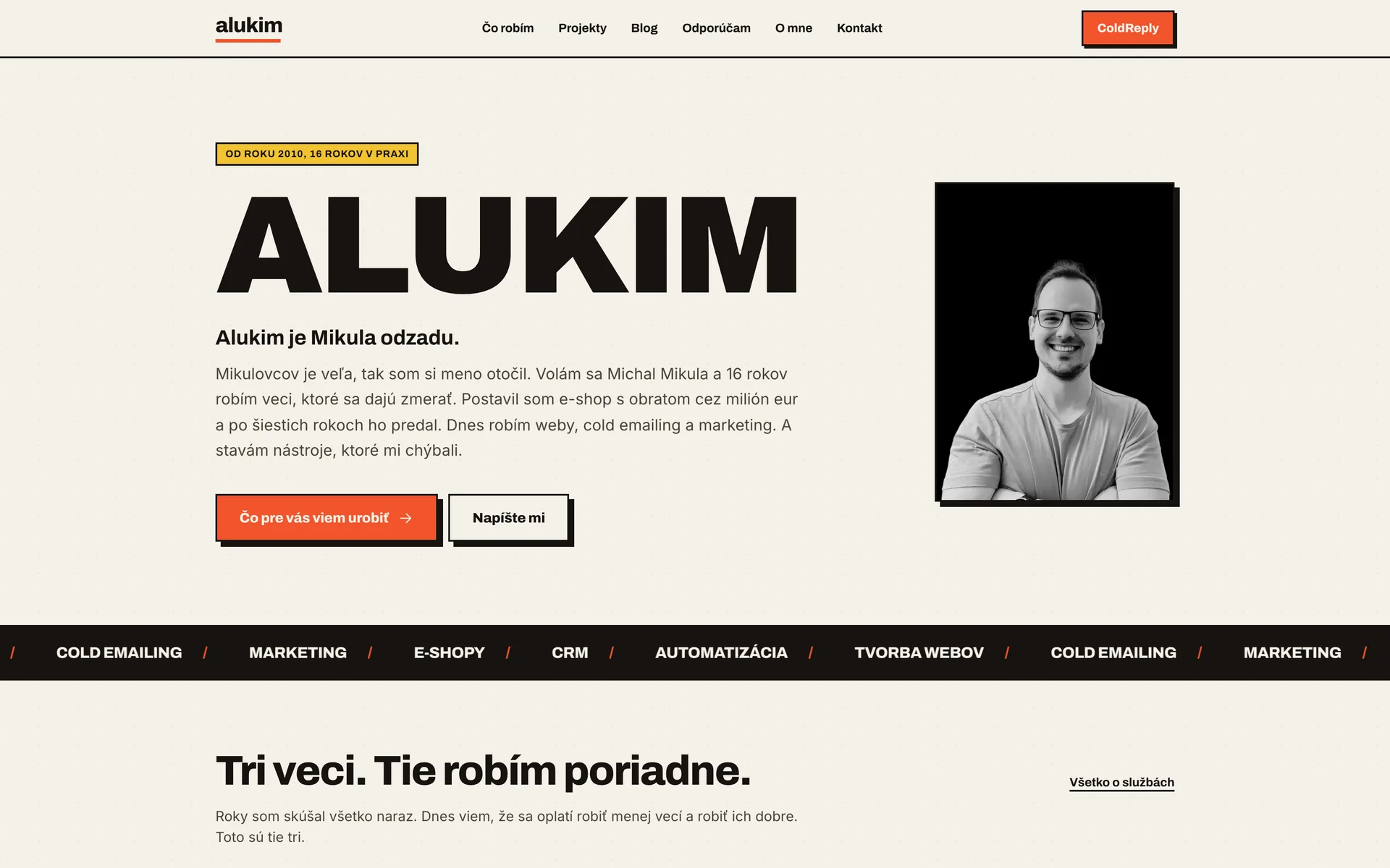 Úvodná stránka webu Alukim.sk