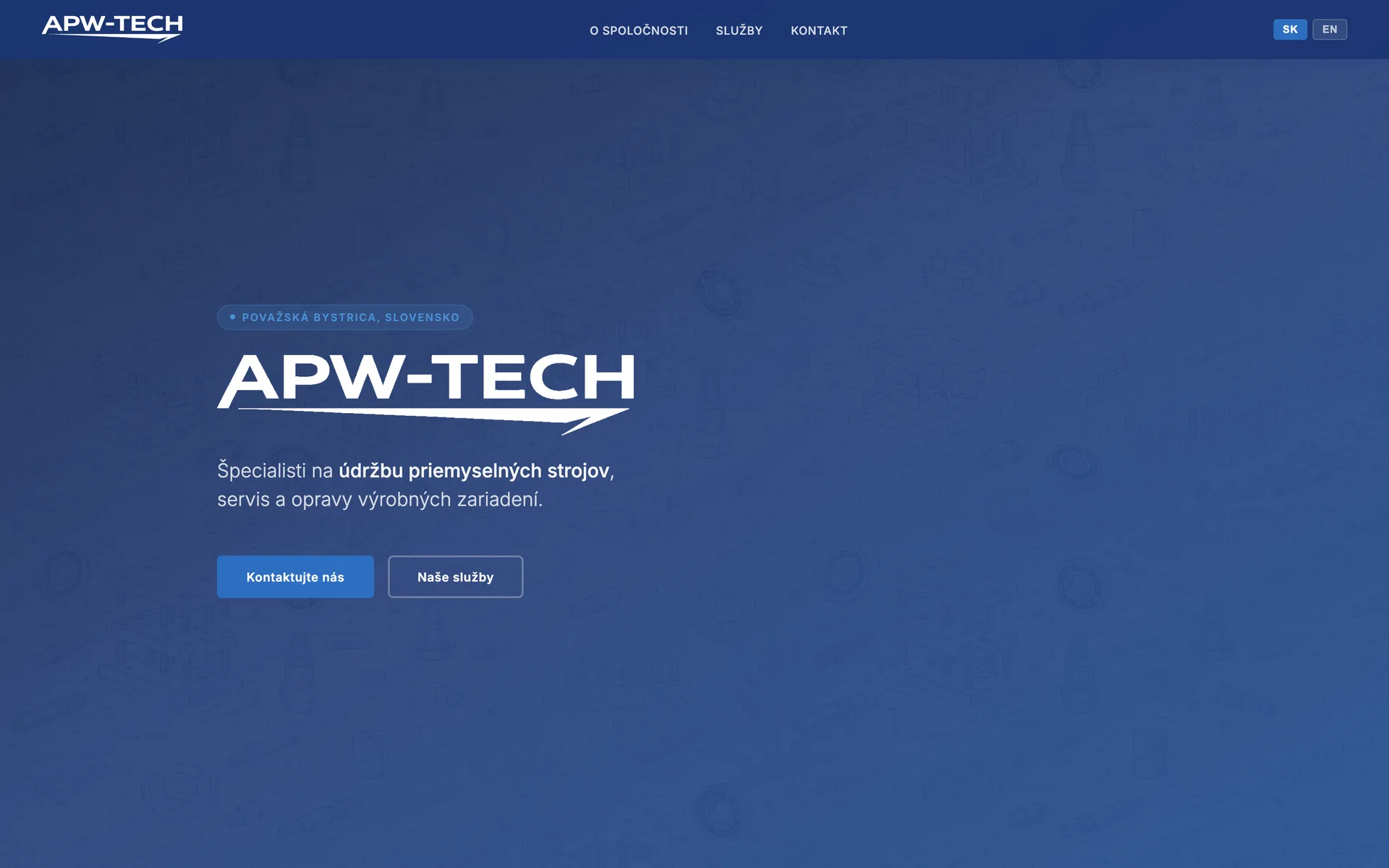 Úvodná stránka webu APW-TECH