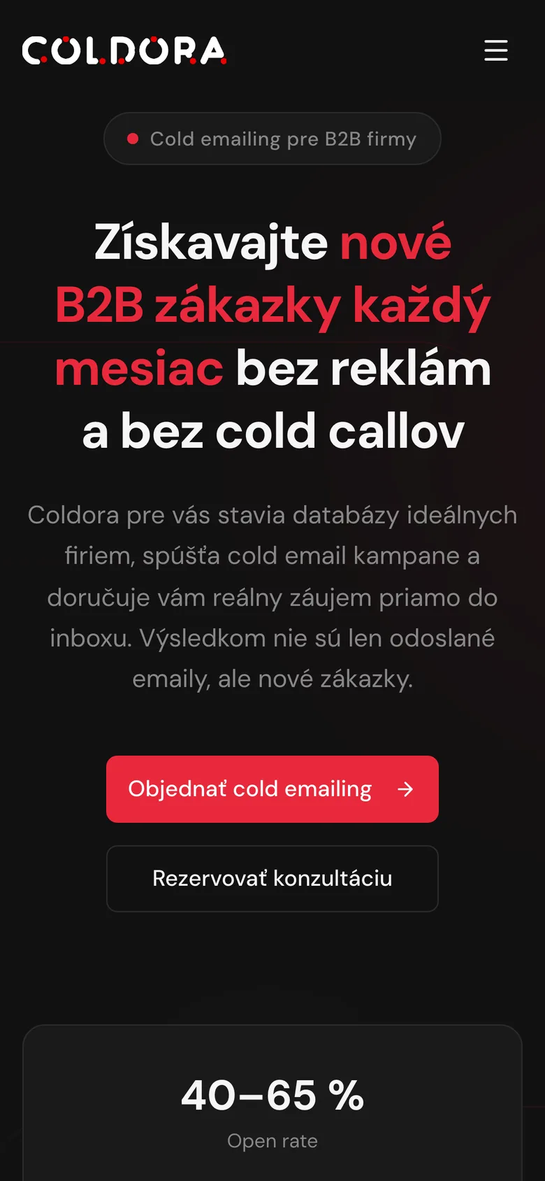 Mobilná verzia webu Coldora