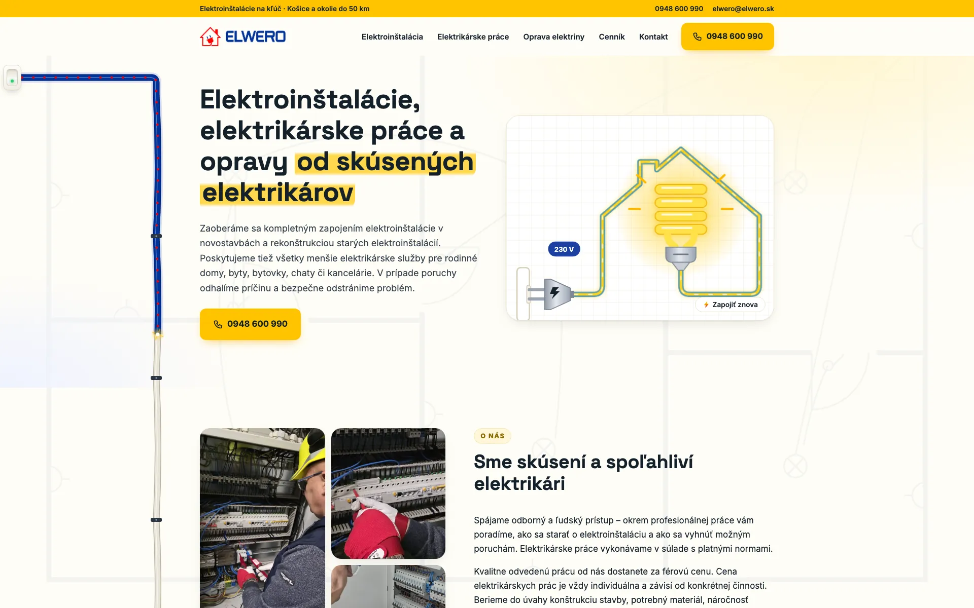 Úvodná stránka webu ELWERO