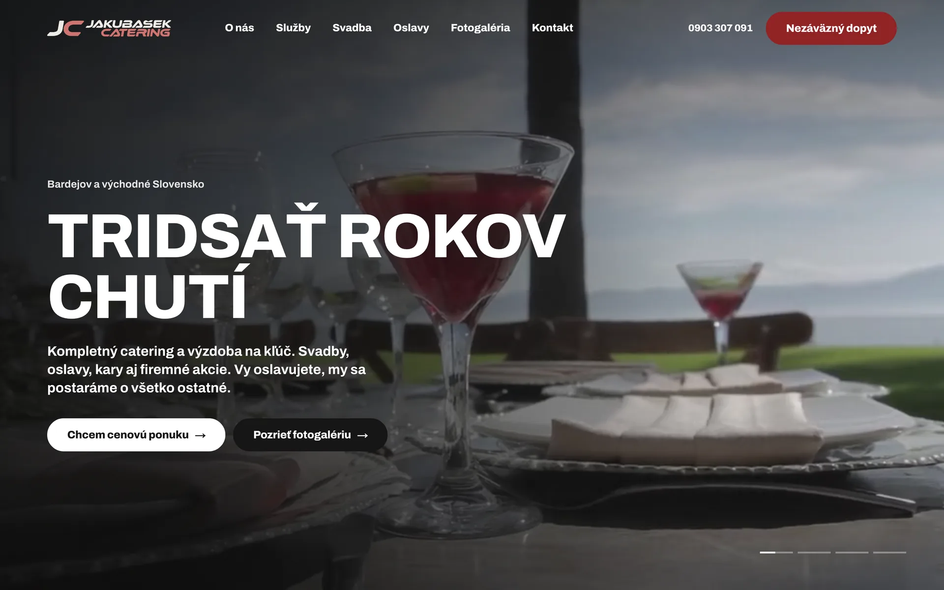 Úvodná stránka webu Catering Jakubašek