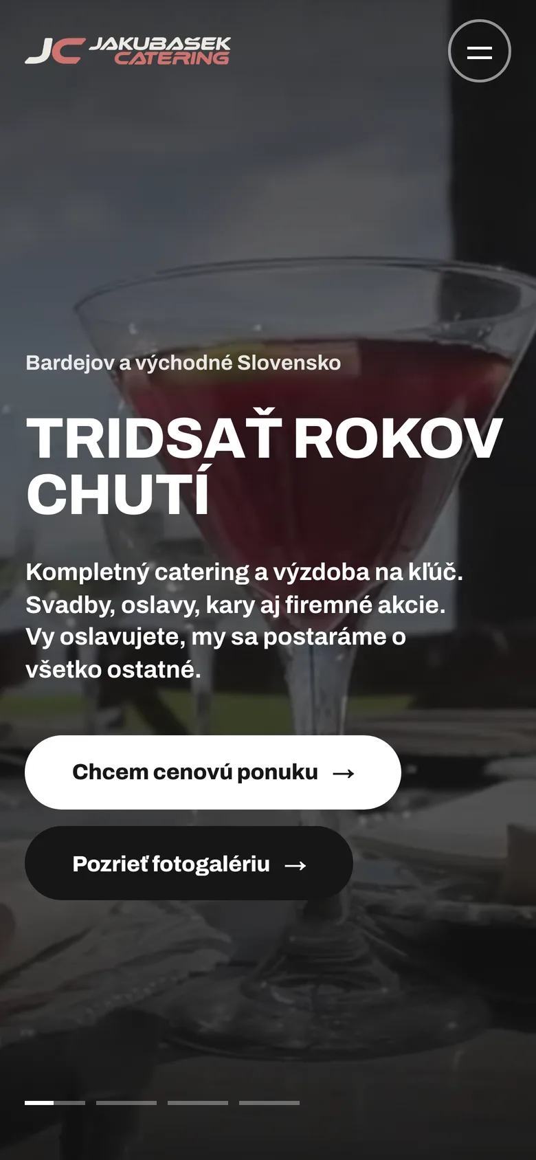 Mobilná verzia webu Catering Jakubašek