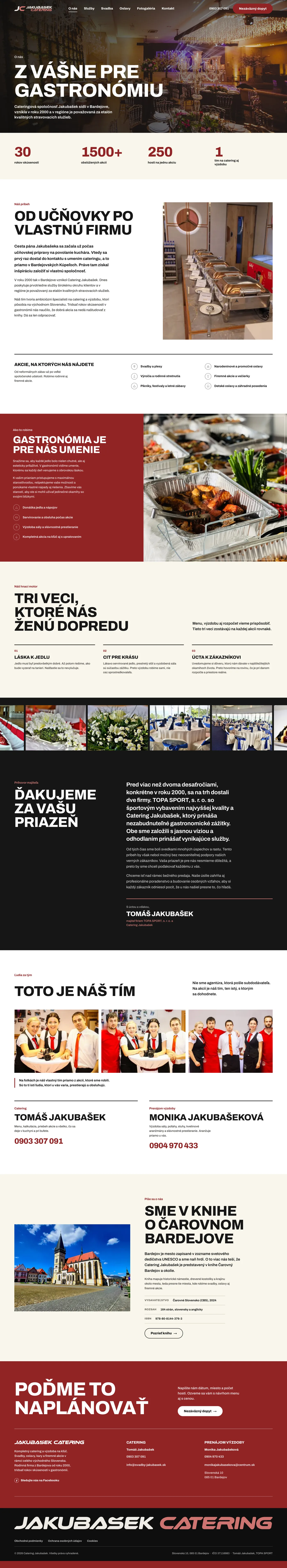 Podstránka 1 webu Catering Jakubašek