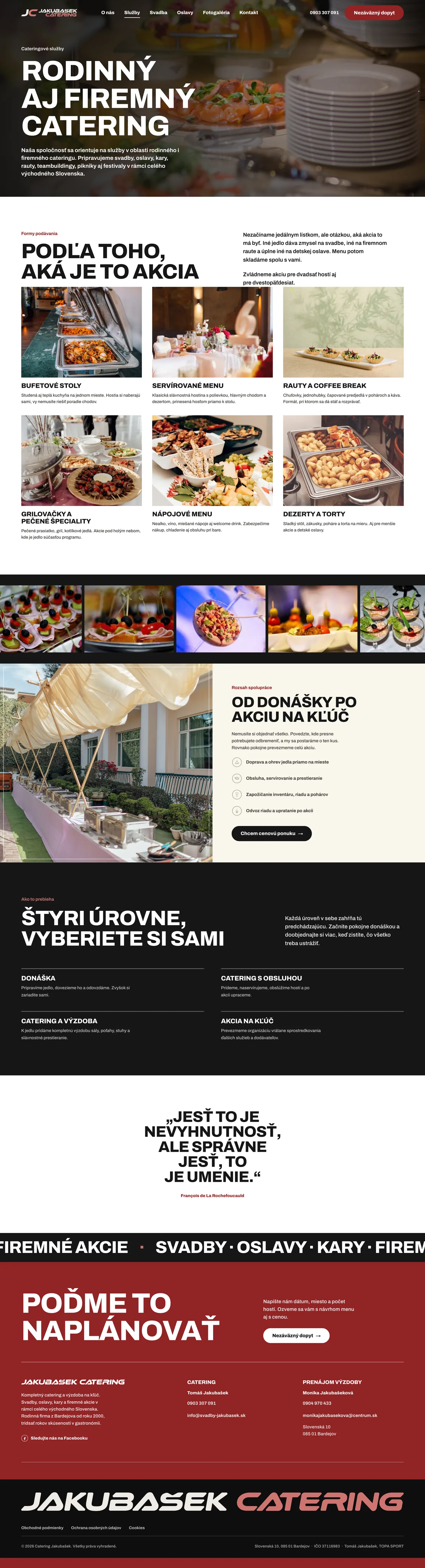 Podstránka 2 webu Catering Jakubašek