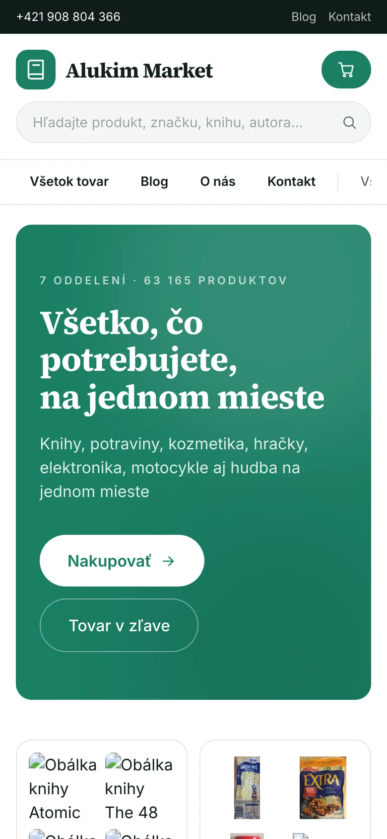 Mobilná verzia webu Alukim Market