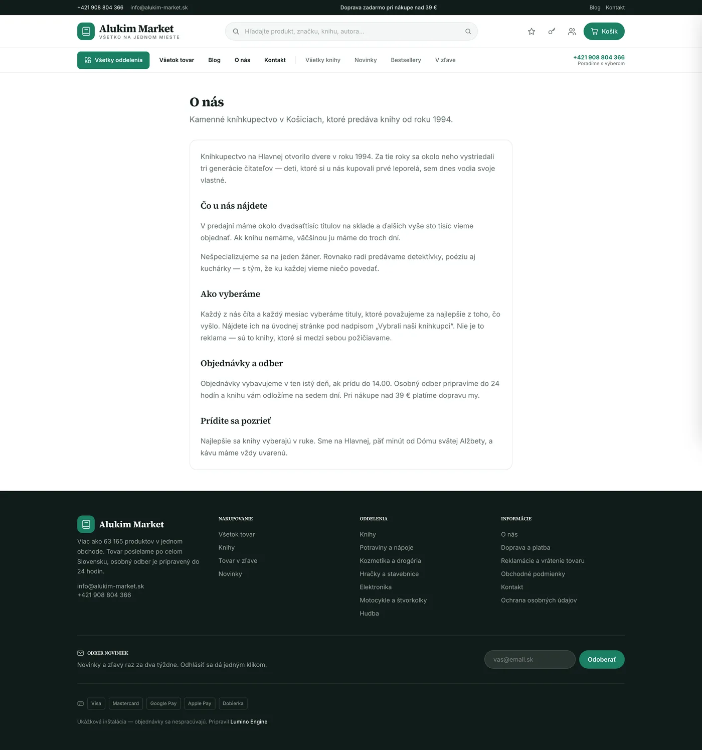 Podstránka 2 webu Alukim Market