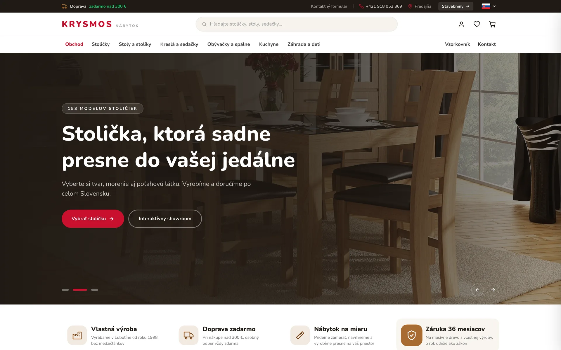 Úvodná stránka webu Krysmos nábytok