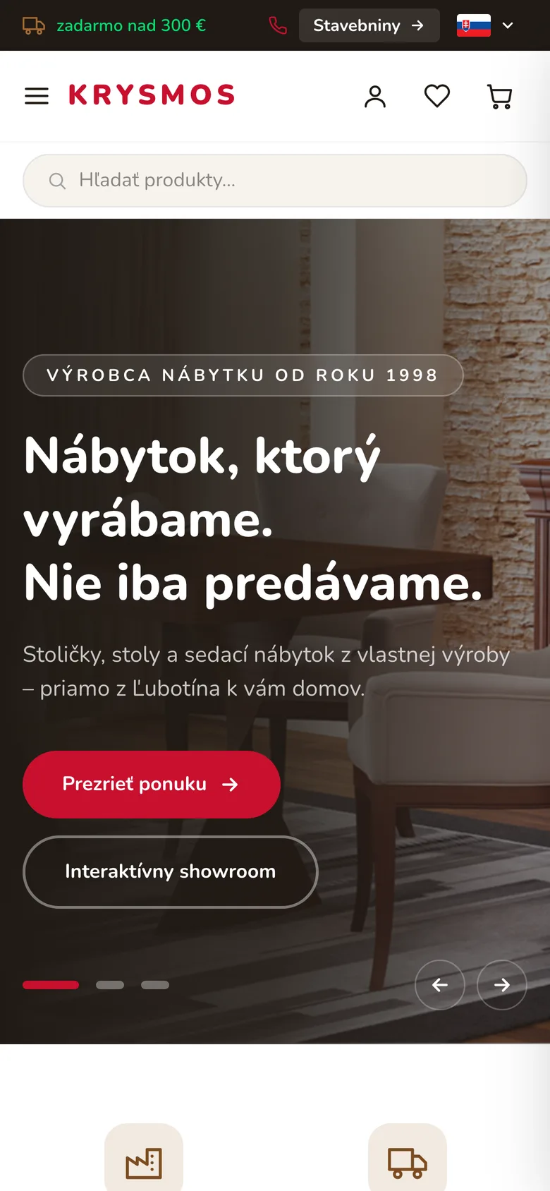 Mobilná verzia webu Krysmos nábytok