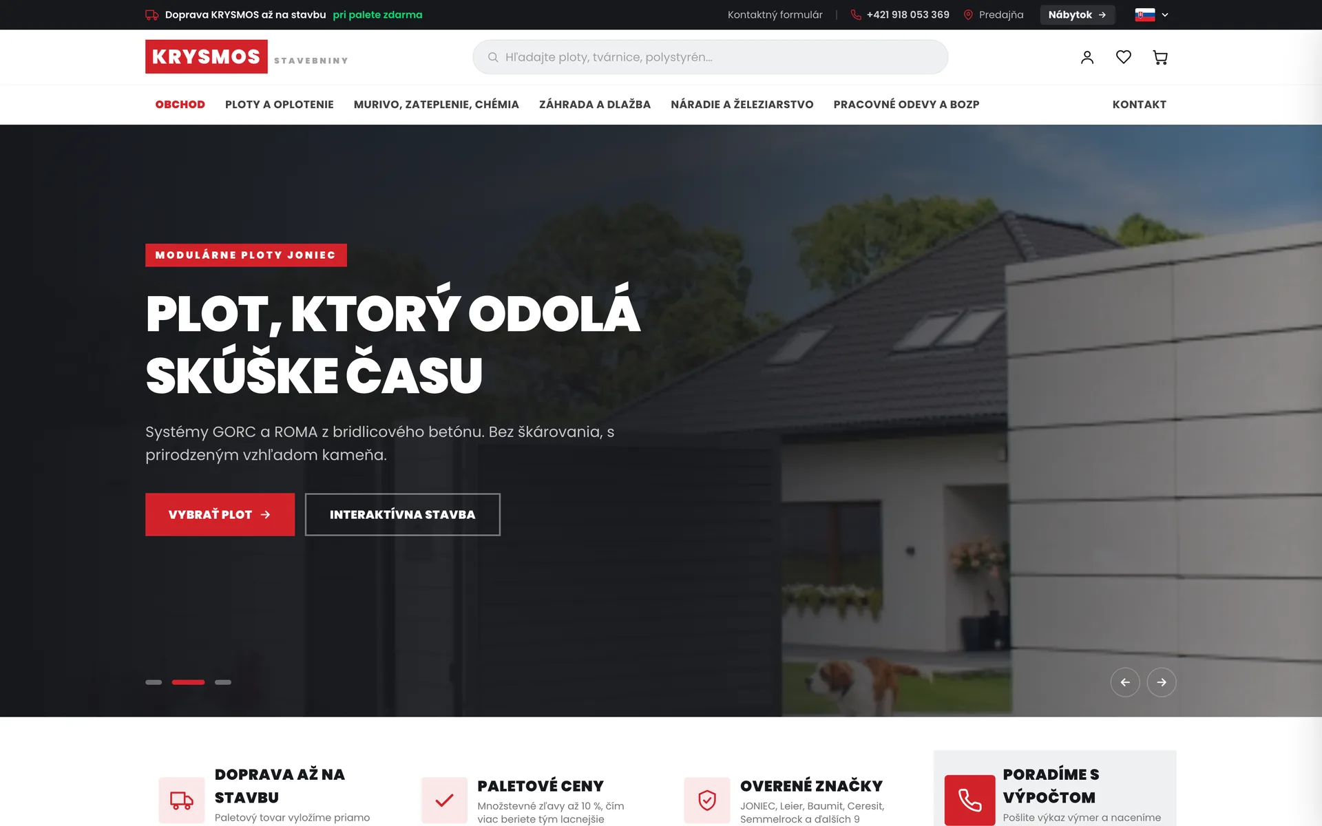 Úvodná stránka webu Krysmos stavebniny