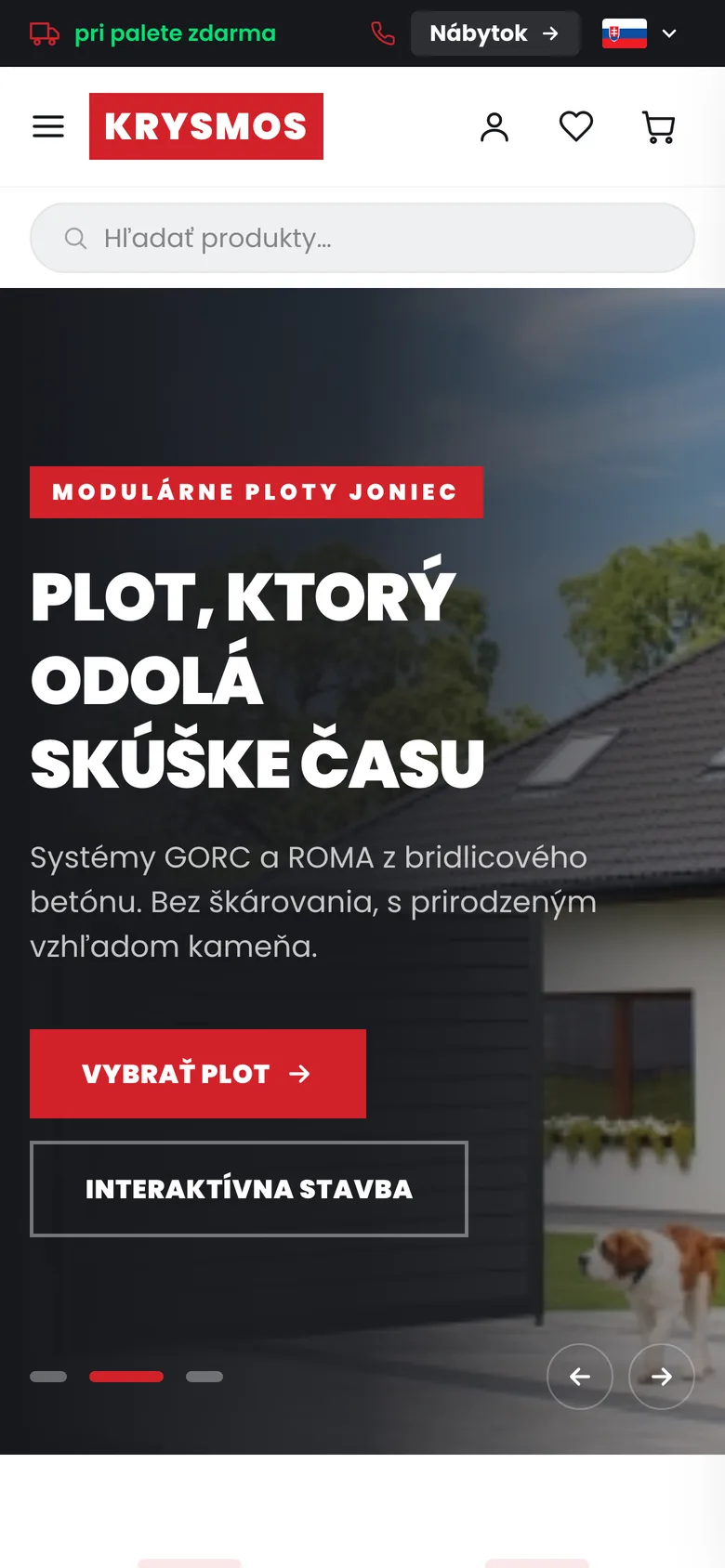 Mobilná verzia webu Krysmos stavebniny