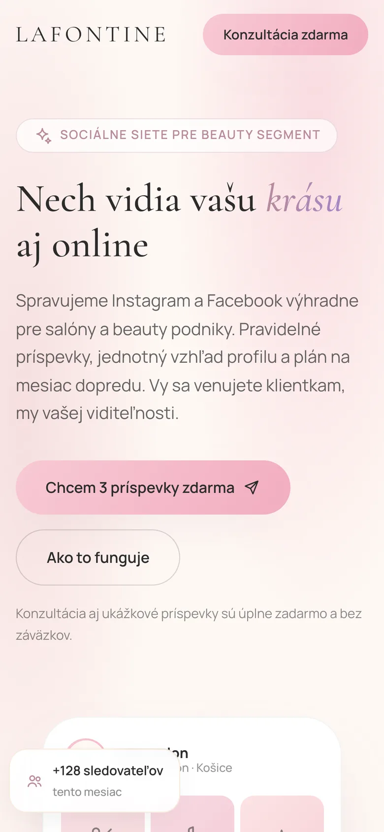 Mobilná verzia webu Lafontine