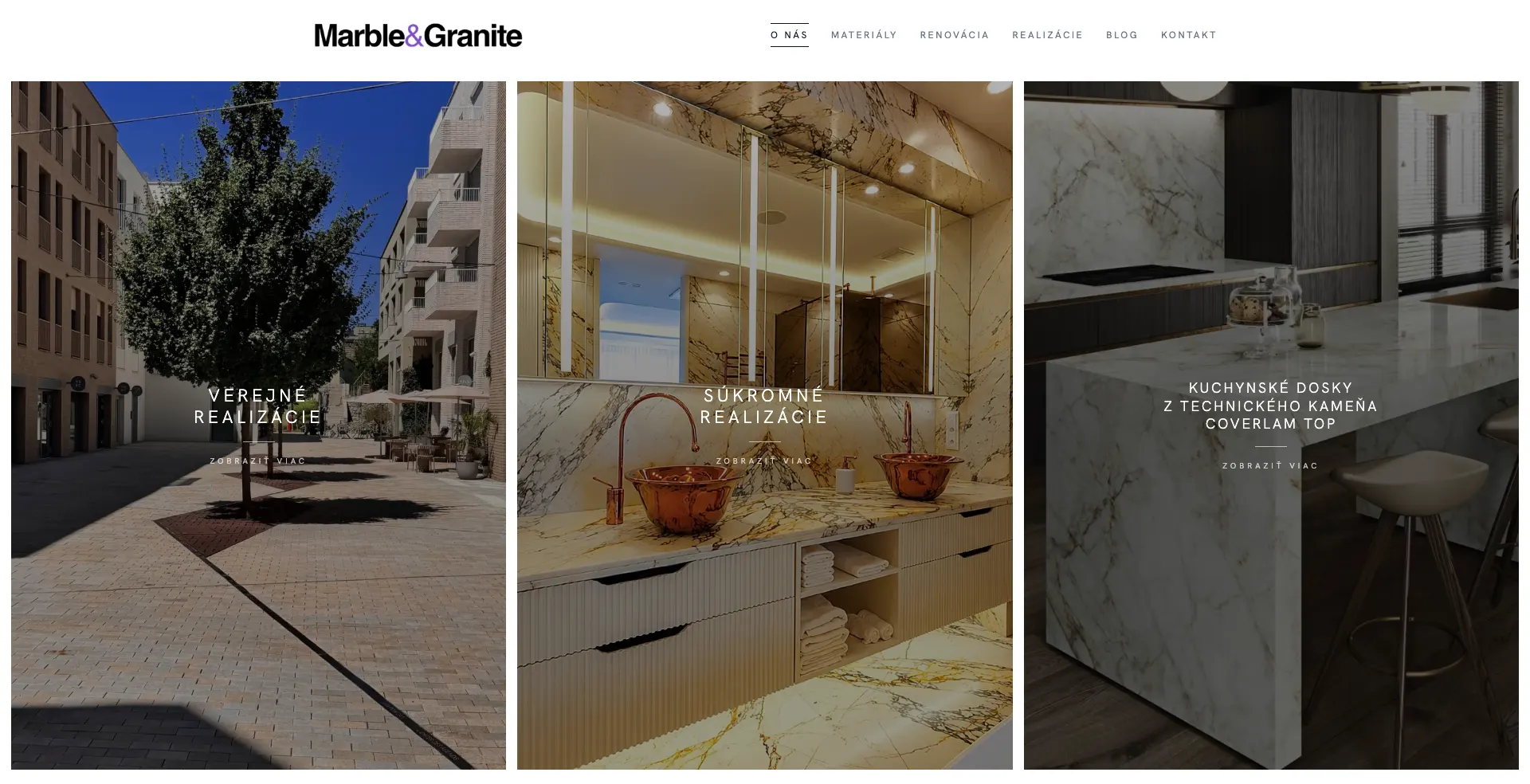 Úvodná stránka webu Marble & Granite