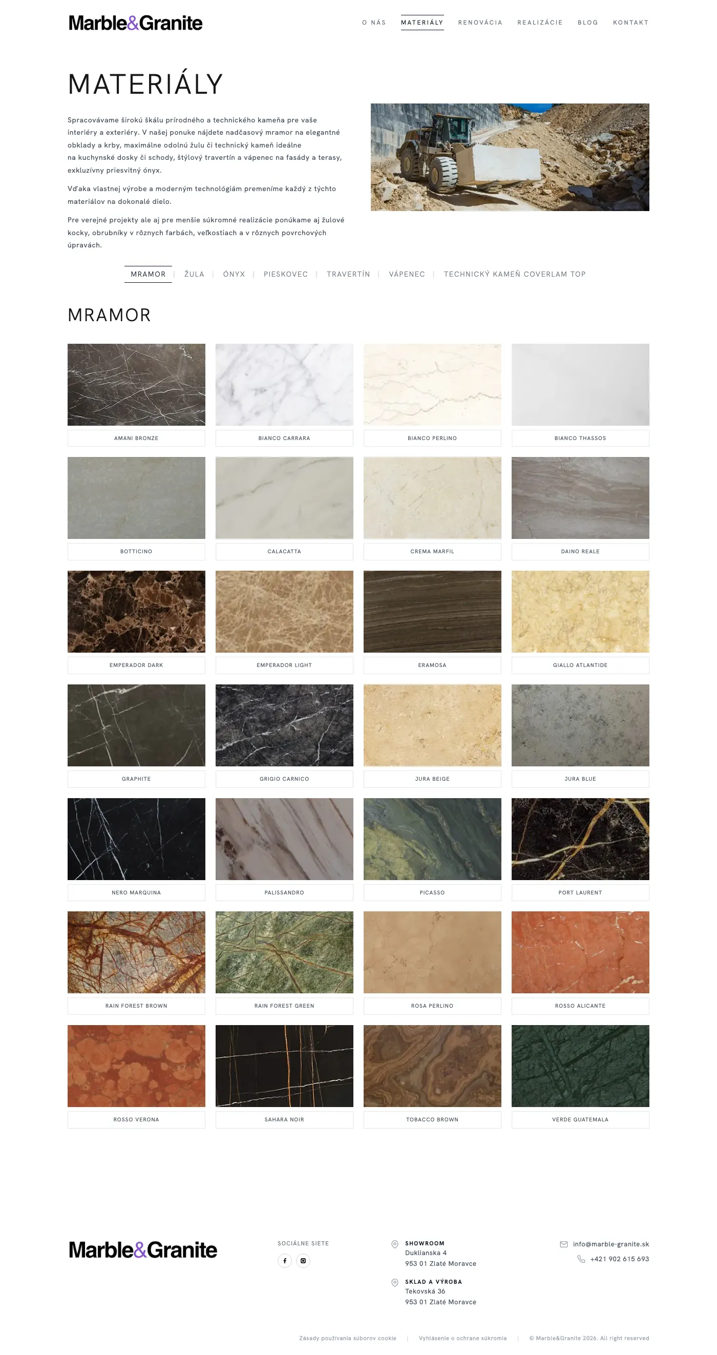 Podstránka 1 webu Marble & Granite
