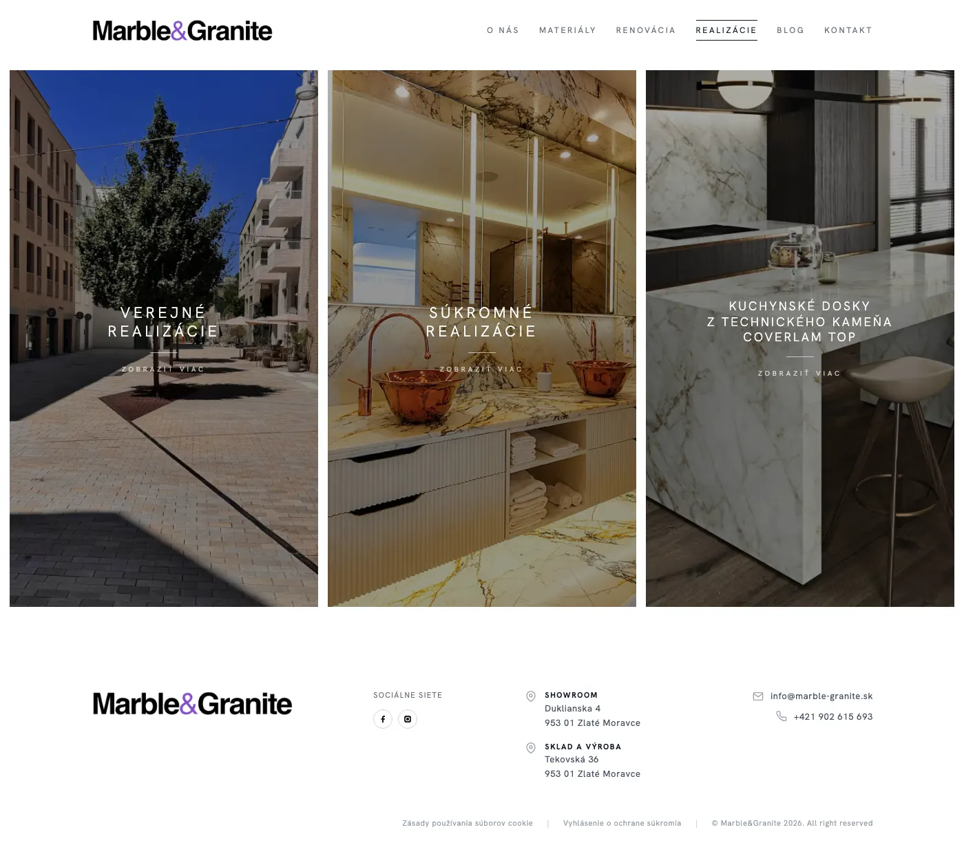 Podstránka 2 webu Marble & Granite