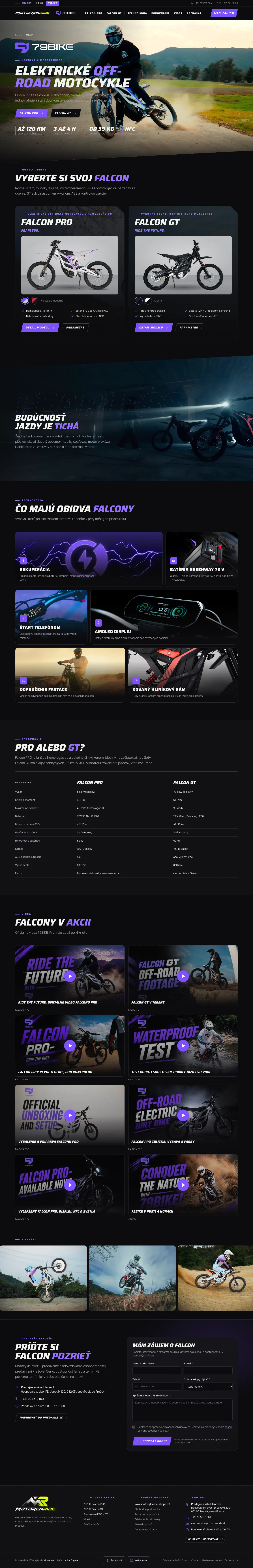 Celá úvodná stránka webu MotorenRide