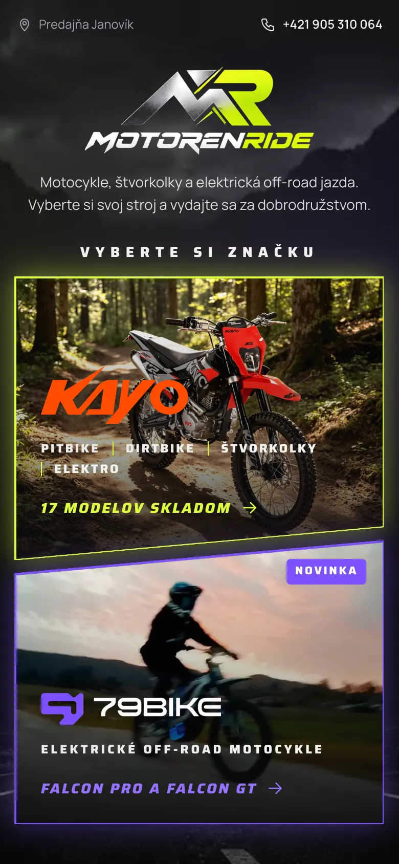 Mobilná verzia webu MotorenRide