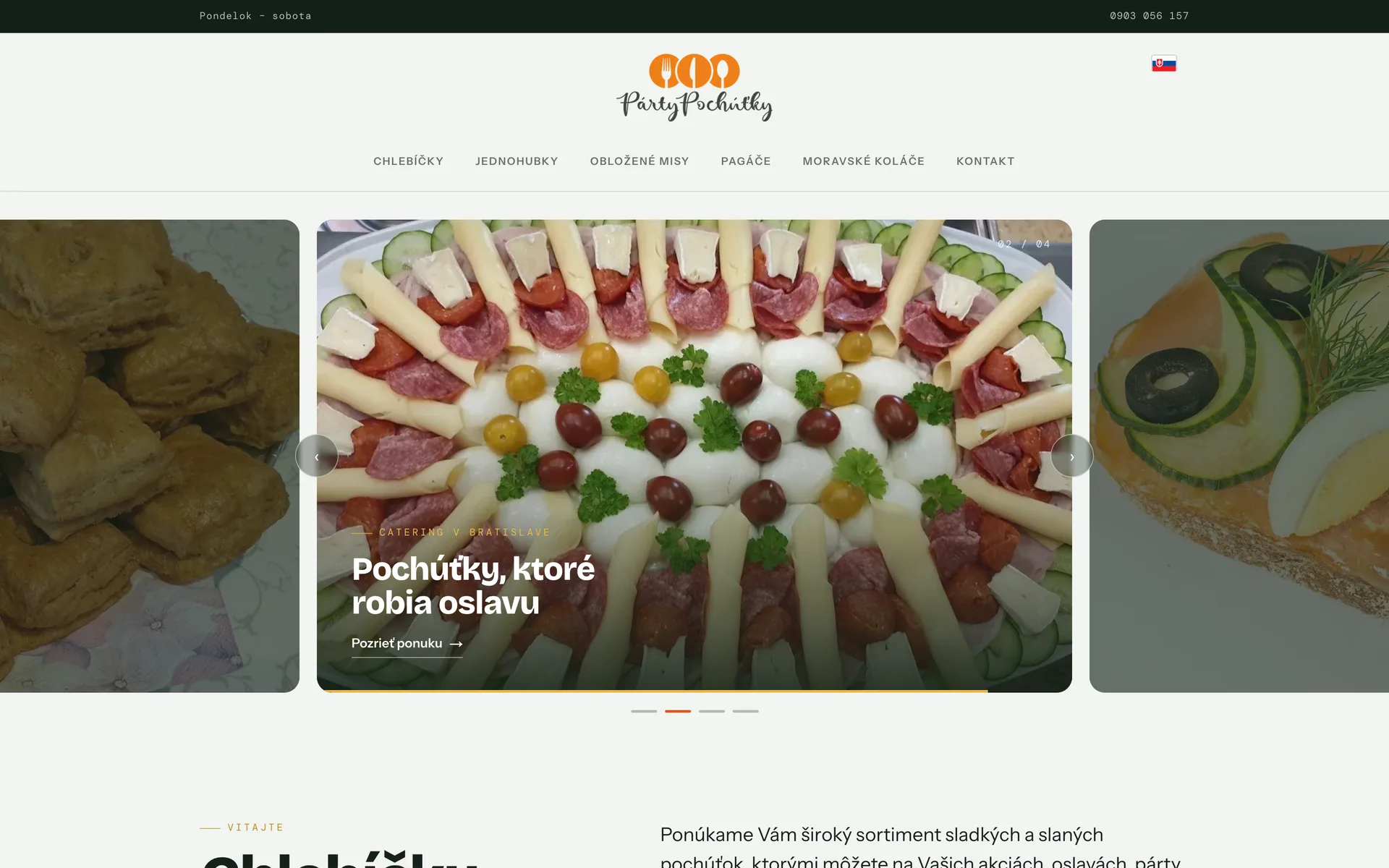 Úvodná stránka webu PártyPochúťky