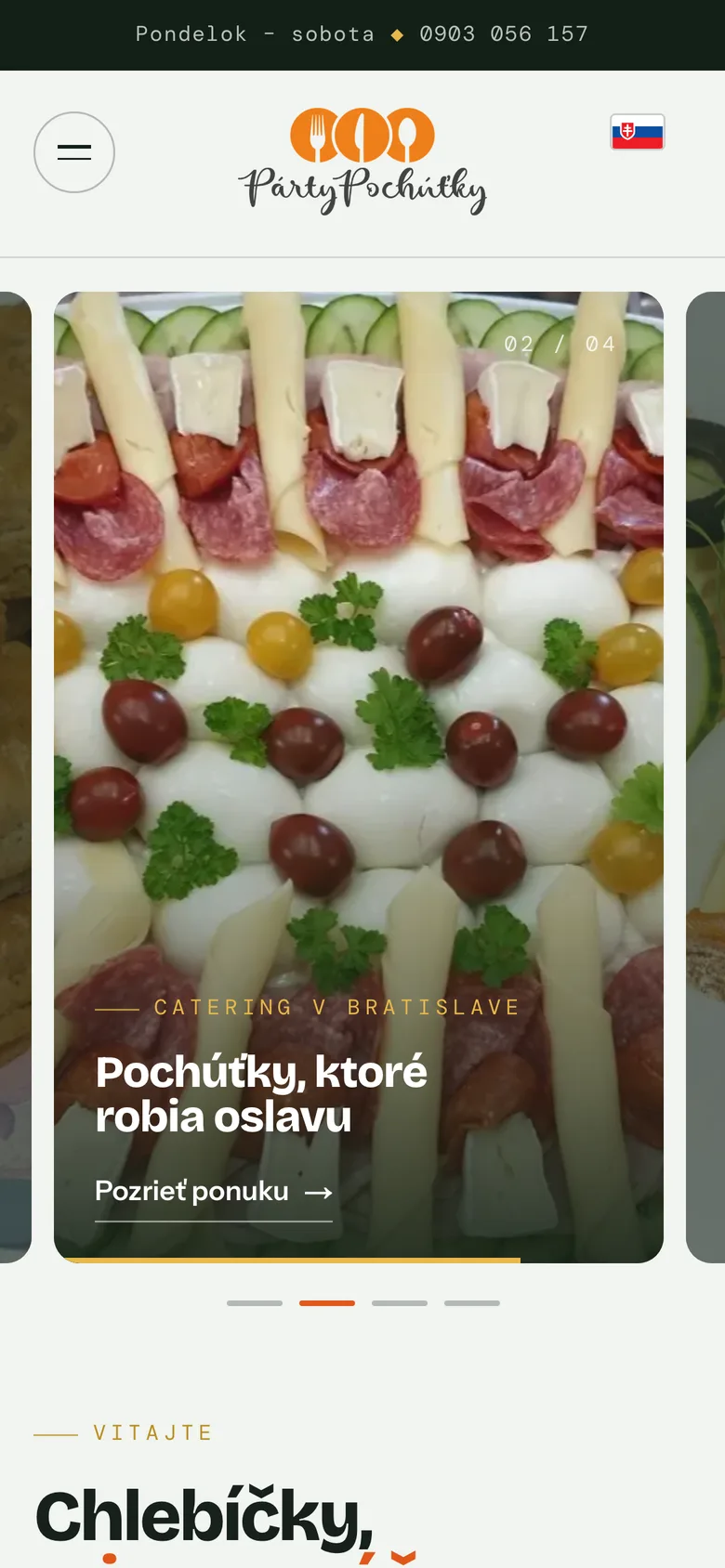 Mobilná verzia webu PártyPochúťky
