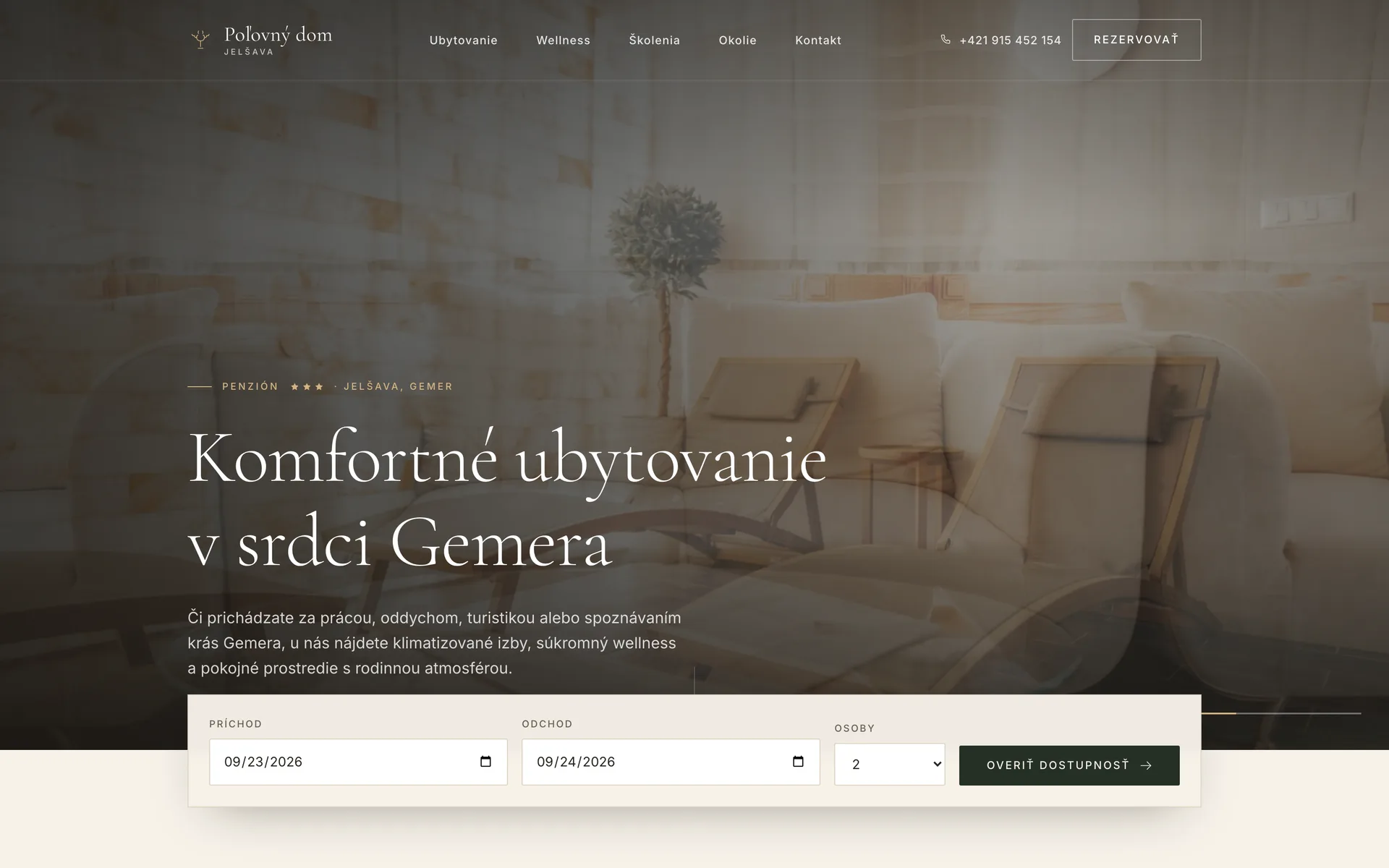 Web Poľovný dom Jelšava