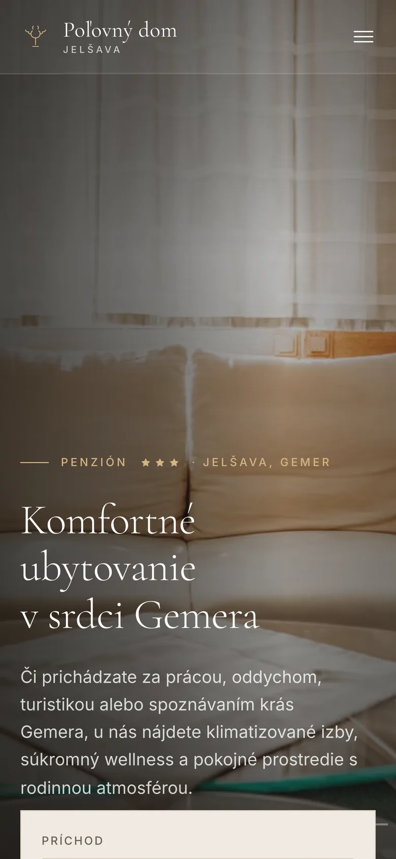 Mobilná verzia webu Poľovný dom Jelšava