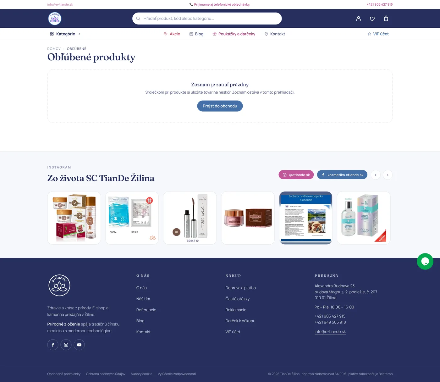 Podstránka 1 webu TianDe e-shop