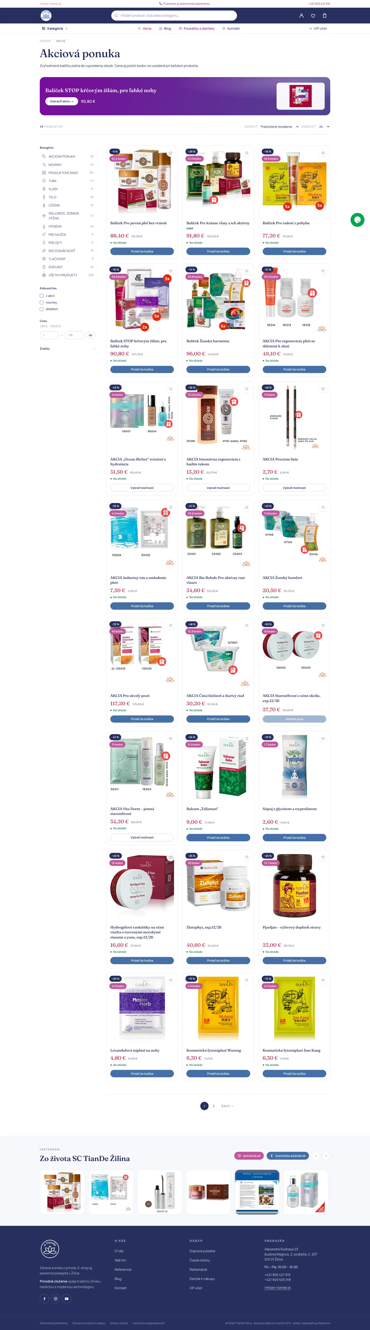 Podstránka 2 webu TianDe e-shop