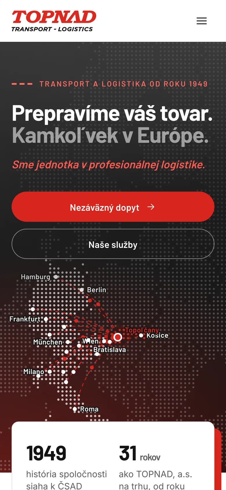 Mobilná verzia webu TOPNAD