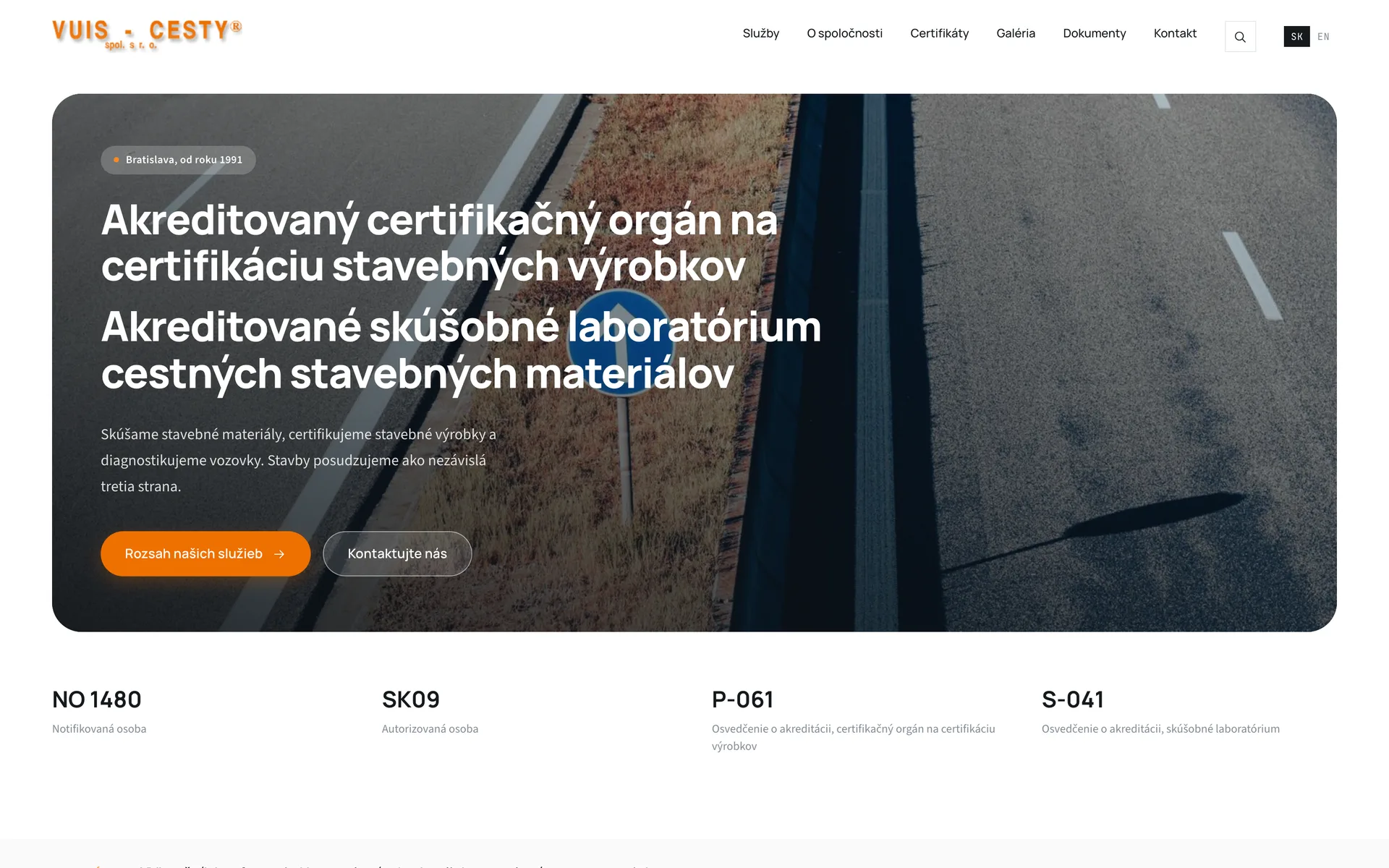 Úvodná stránka webu VUIS Cesty