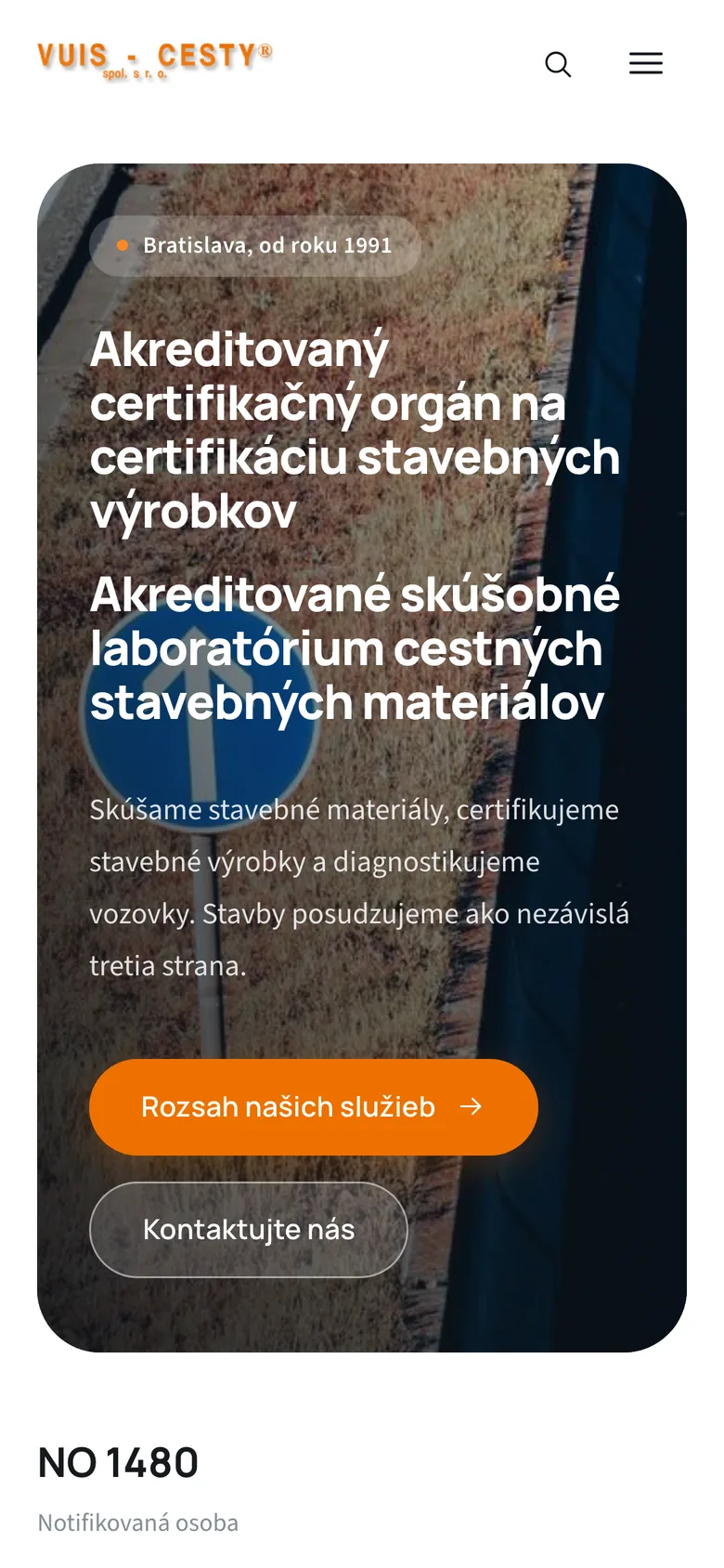 Mobilná verzia webu VUIS Cesty