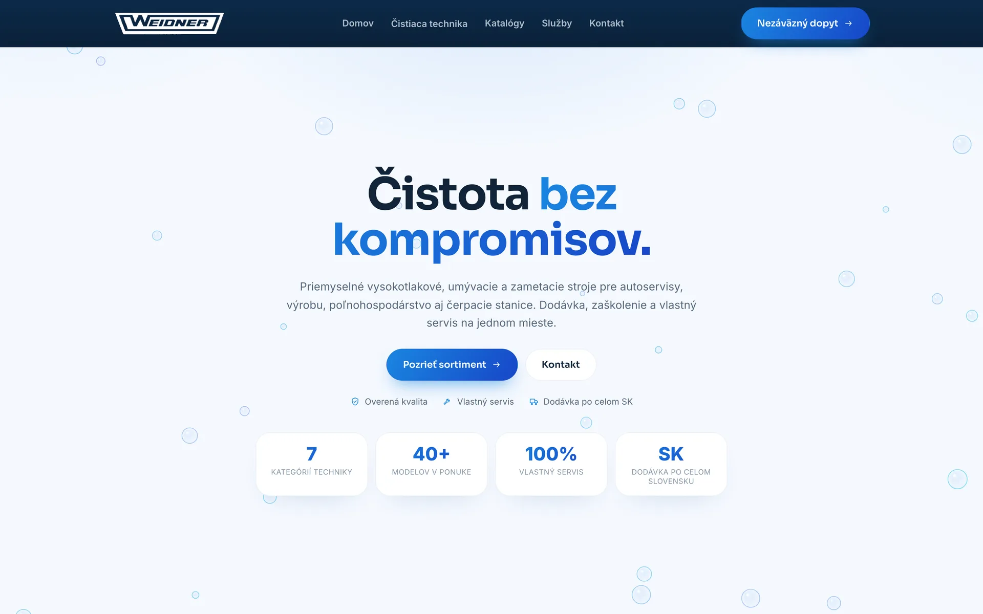 Úvodná stránka webu Weidner Slovakia