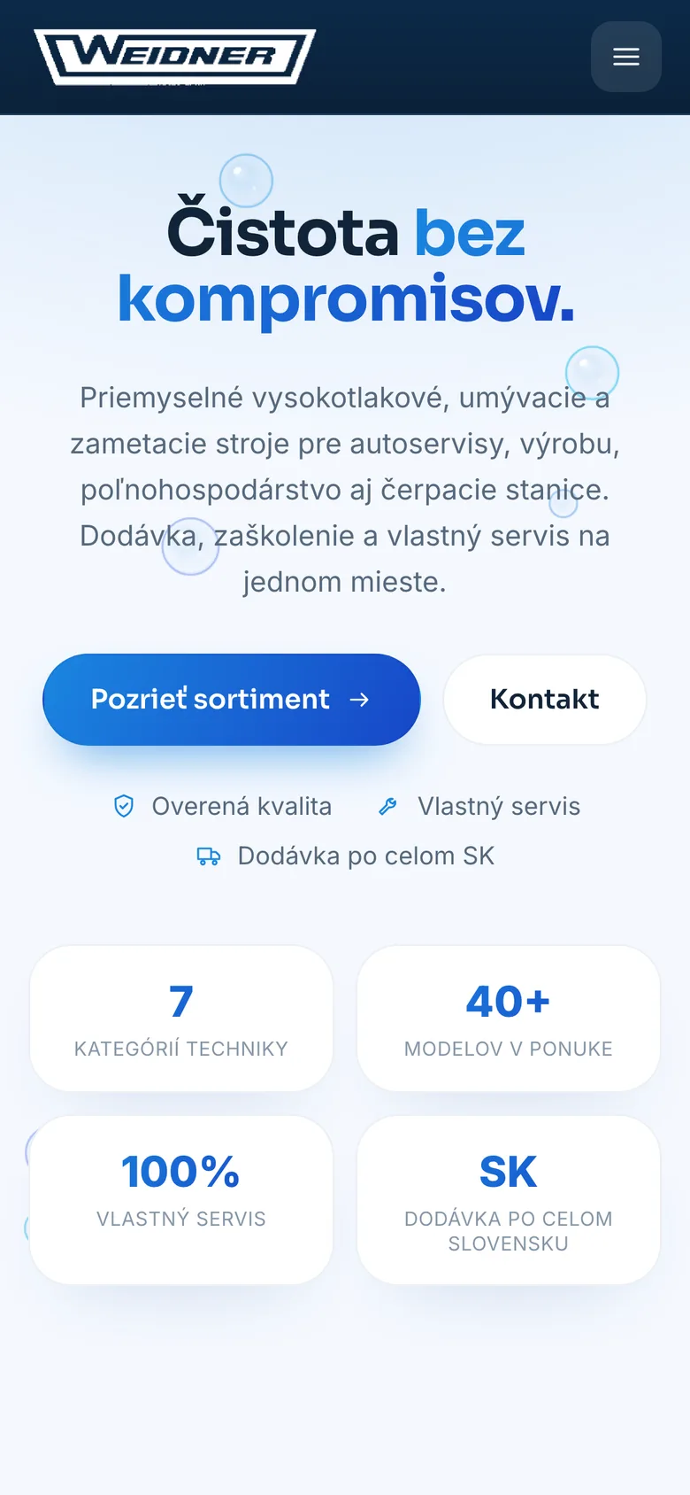 Mobilná verzia webu Weidner Slovakia
