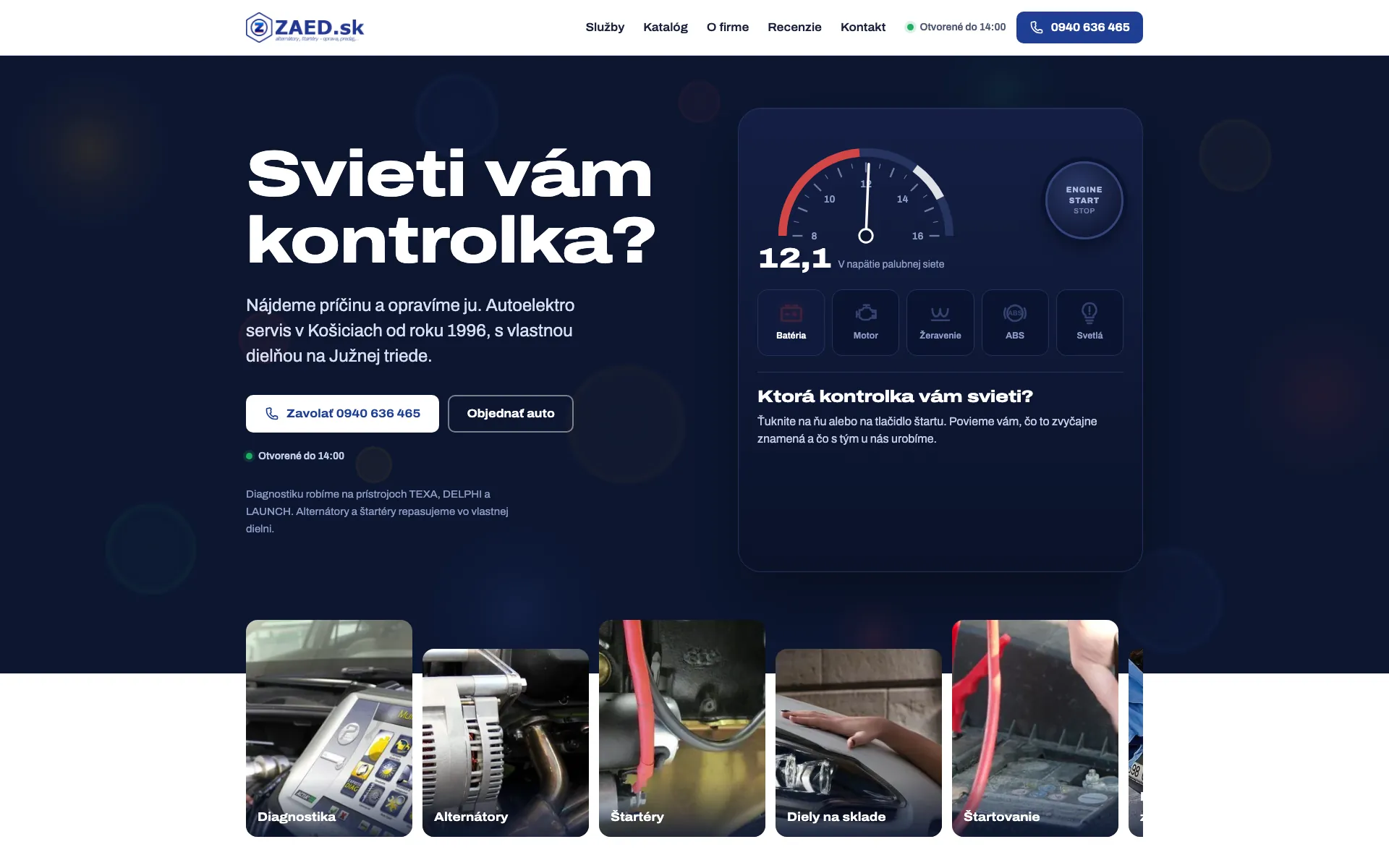 Úvodná stránka webu ZAED