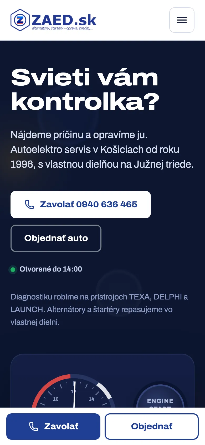 Mobilná verzia webu ZAED